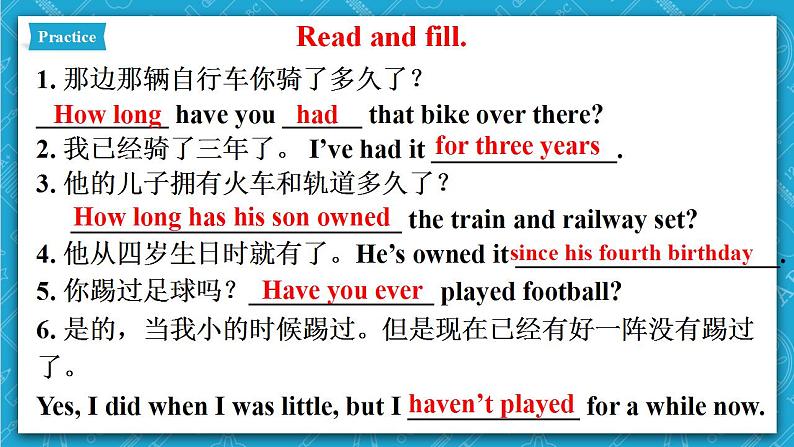 人教新目标版英语八年级下册Unit10 《I've had this bike for three years》Section A Grammar focus-4c课件+音视频+ 语言点精讲精练(含答案)06