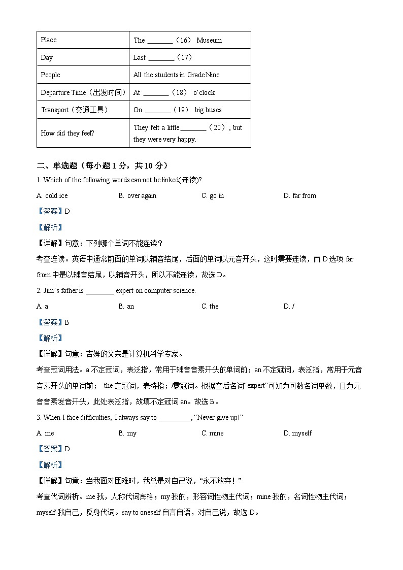 精品解析： 山东省滨州市阳信县2021-2022学年八年级下学期期末考试英语试题（解析版）第2页