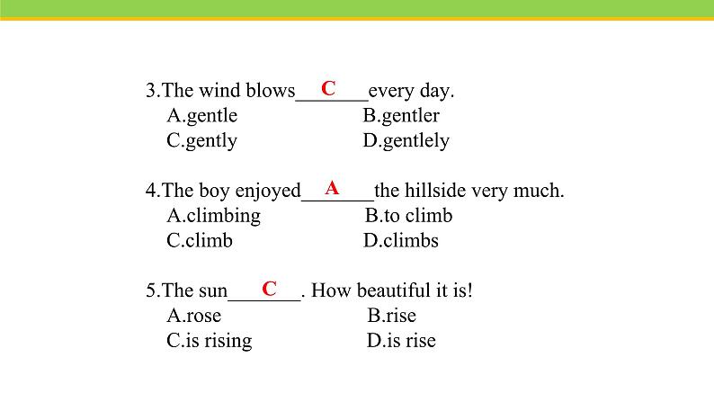 Unit 1 Lesson 3 The Sun Is Rising  课件 冀教版英语八年级下册06