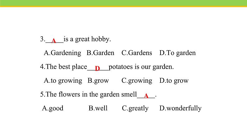 Unit 2 Lesson 9 Gardening with Mary  课件 冀教版英语八年级下册05