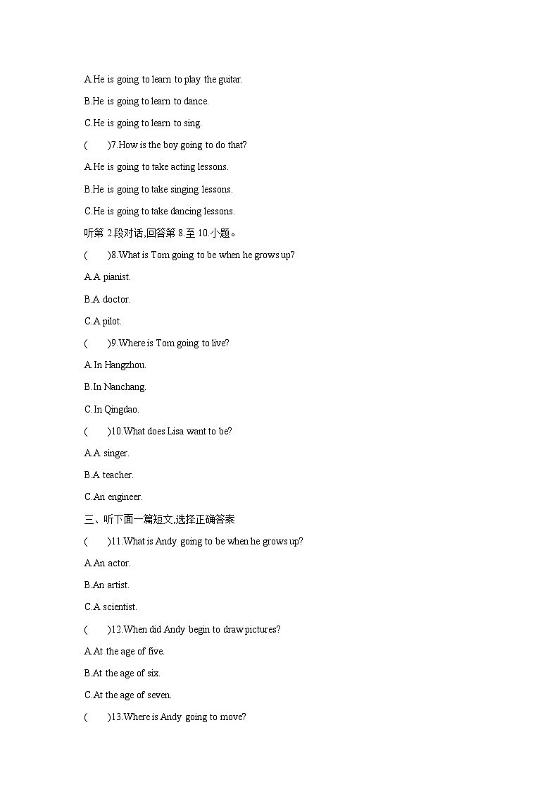 Unit 6 Section B (1a~1e)课时作业人教版英语八年级上册02