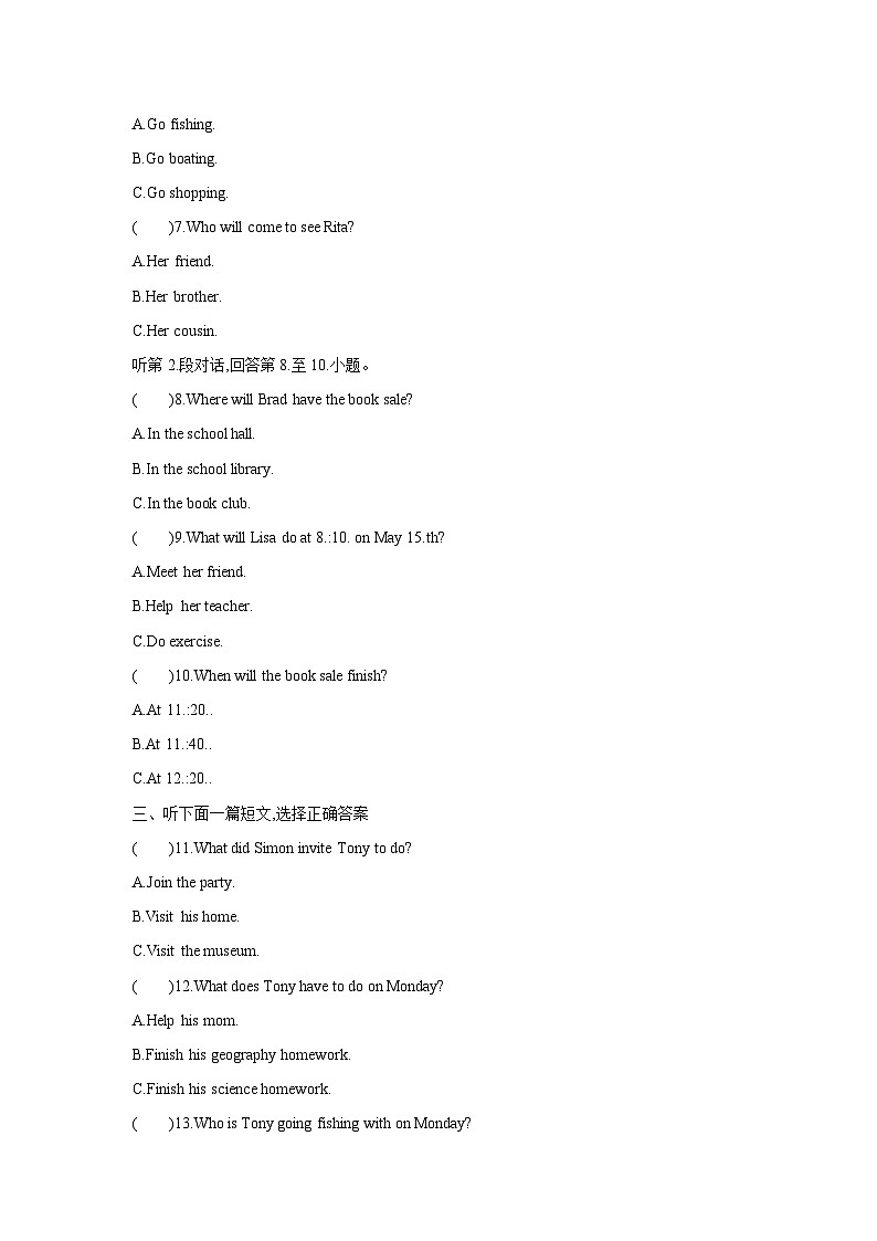 Unit 9 Section B (1a~1f)课时作业人教版英语八年级上册02
