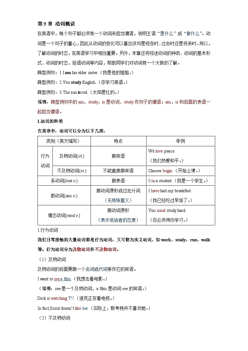 【精品复习学案】外研社英语八年级上册第9讲 动词概说（不带答案）第2页