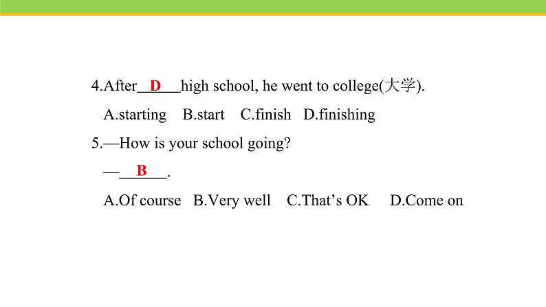 Unit 3 Lesson 13 How Is School Going 课件 冀教版英语七年级下册05