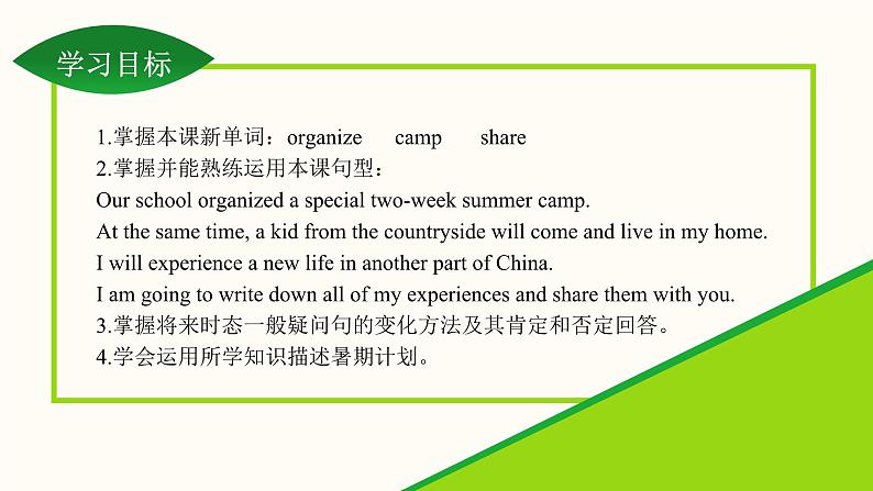 Unit 8 Lesson 48 Li Ming's Summer Holiday 课件 冀教版英语七年级下册第3页