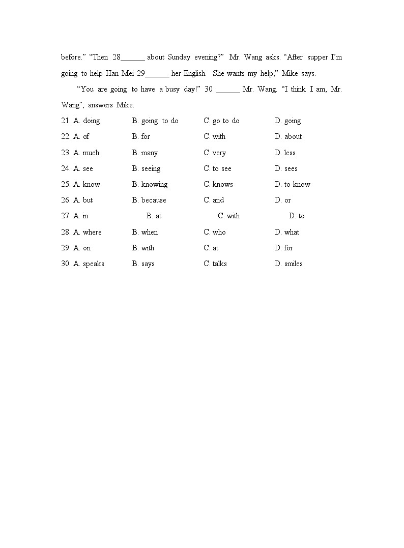 【课时练】外研版 初中英语 七年级下册 同步练习 Module 3 Making plans.Unit 1 What are you going to do at the weekends-练习（含解析）03