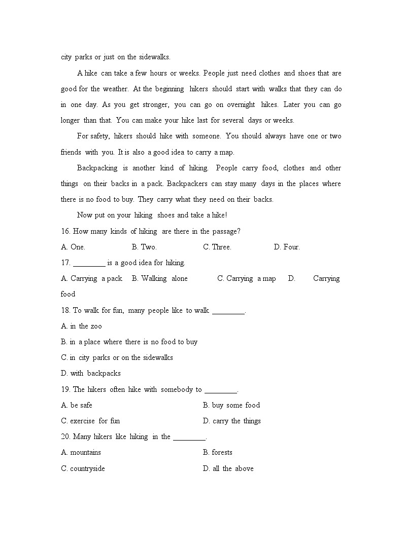 【课时练】外研版 初中英语 七年级下册 同步练习 Module 3 Making plans.Unit 3 Language in use-练习（含解析）02