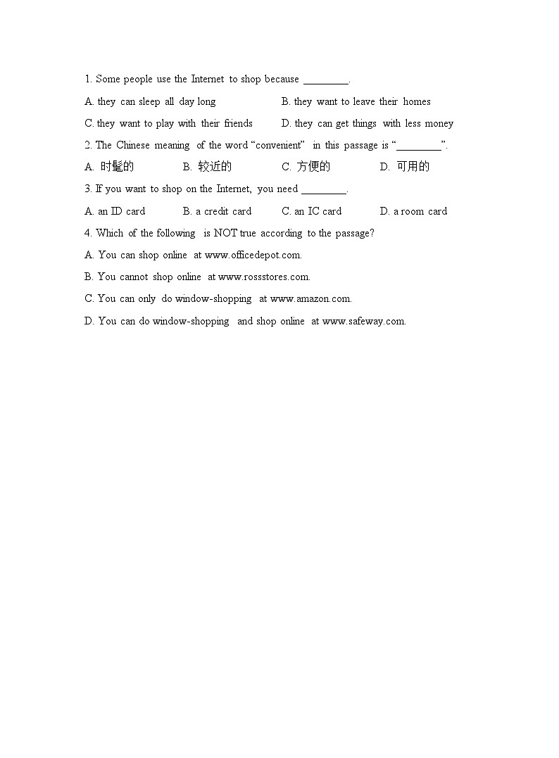 【课时练】外研版 初中英语 七年级下册 同步练习 Module 5 Shopping.Unit 2 You can buy everything on the Internet-练习（含解析）03