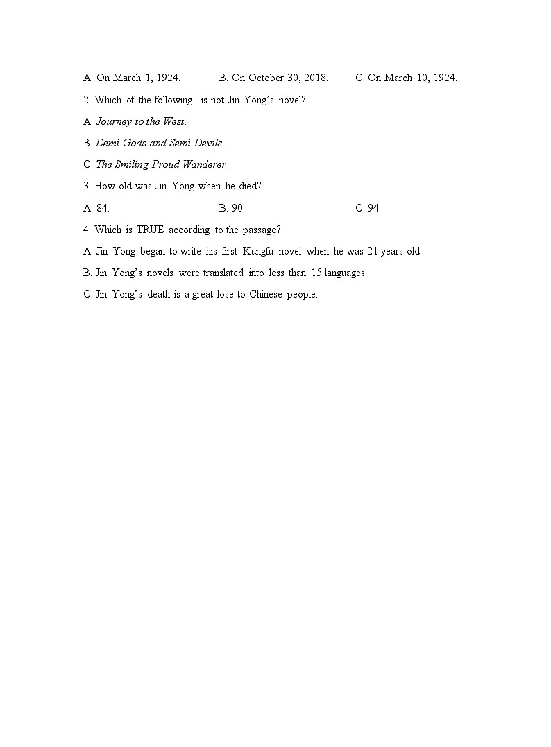 【课时练】外研版 初中英语 七年级下册 同步练习 Module 7 My past life  Unit3-练习（含解析）03