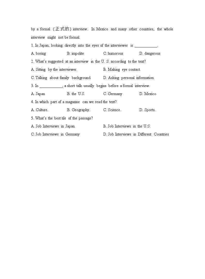 【课时练】外研版 初中英语 七年级下册 同步练习 Module 11 Body language Unit 1 They touch noses!-练习（含解析）03