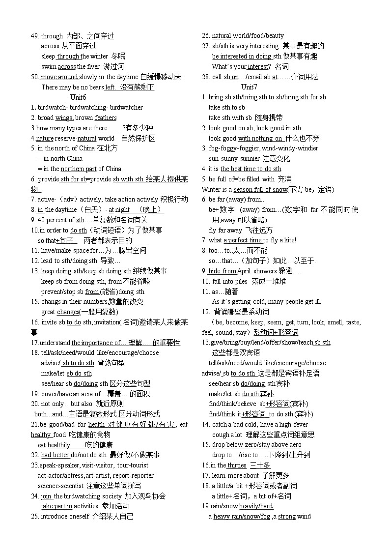 牛津译林版英语8A-Unit5-8知识点复习02