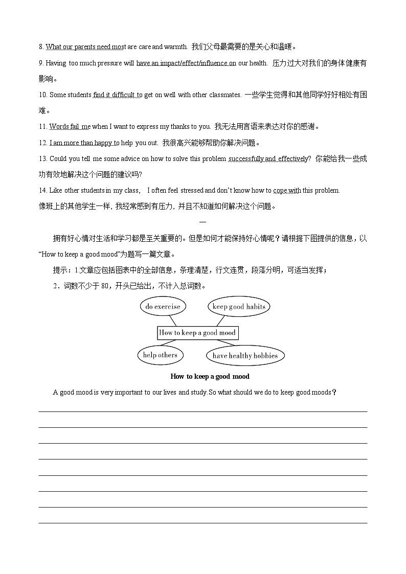 专题7.情感与情绪(词汇+句式+范文)-2024届中考英语作文复习素材（解析版）(1)第2页