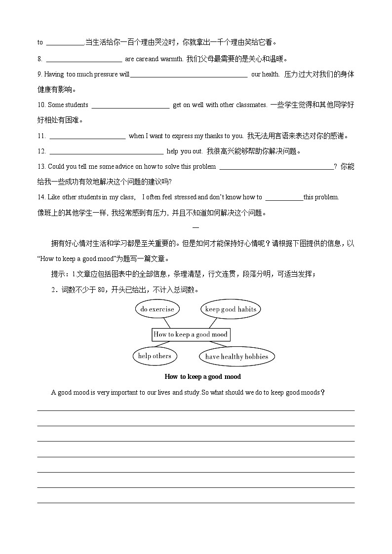 专题7.情感与情绪(词汇+句式+范文)-2024届中考英语作文复习素材（原卷版）第2页