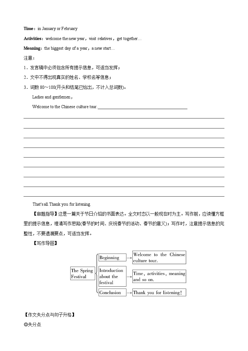 专题21.节假日活动(词汇+句式+范文)-2024届中考英语作文复习素材（原卷版）第3页