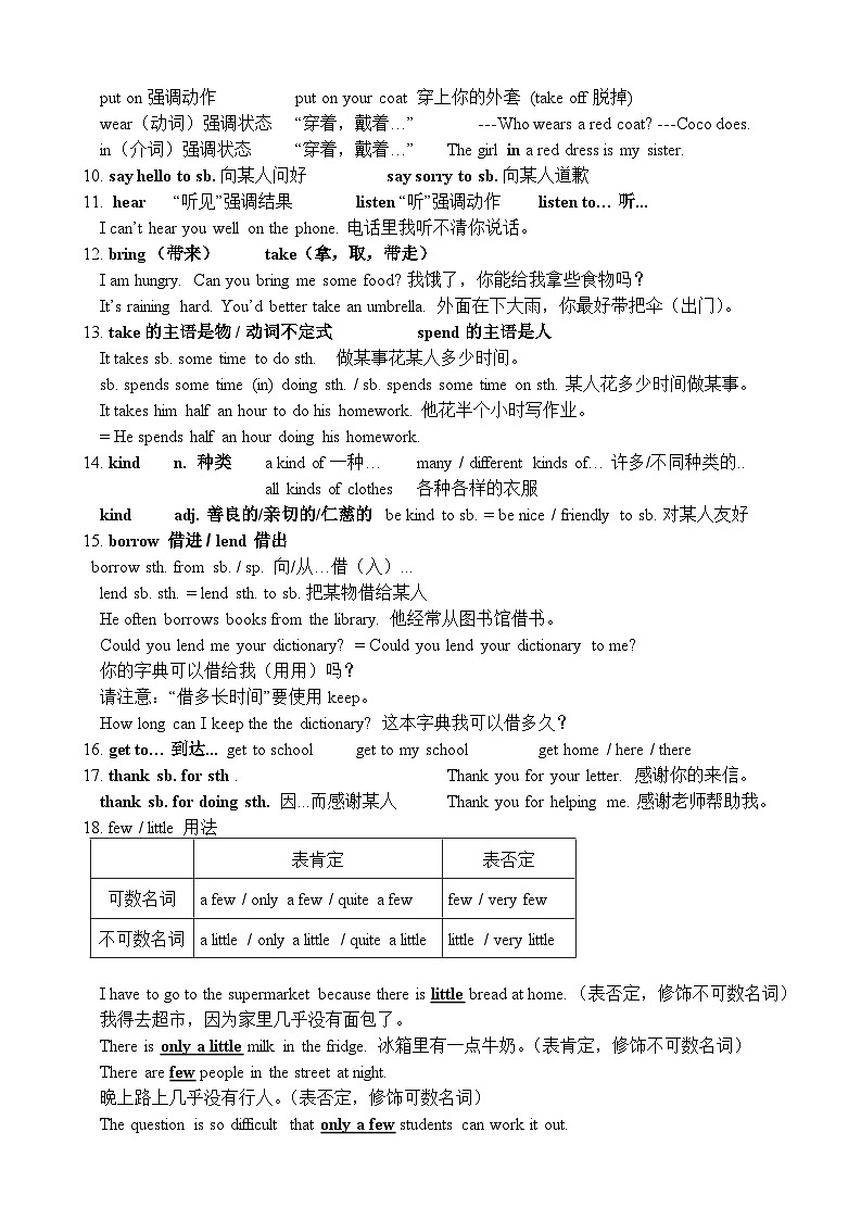 期中复习Unit3 知识点总结 牛津译林版英语七年级上册第2页