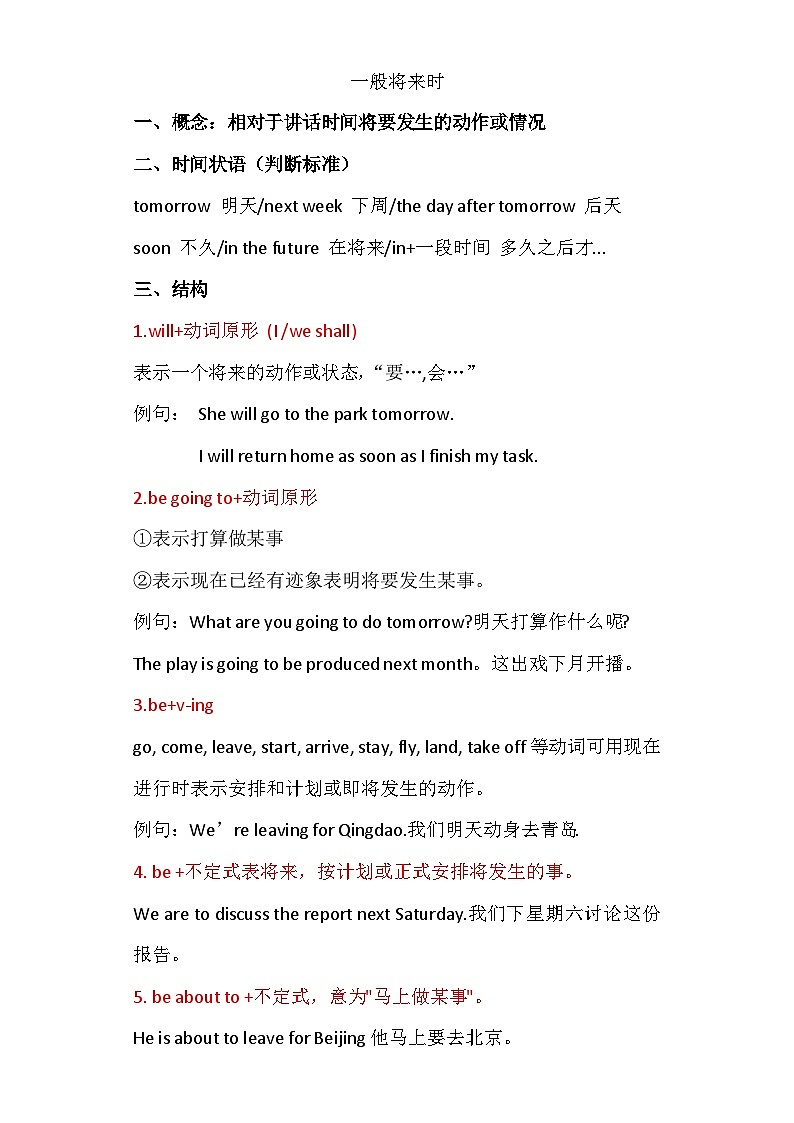 2024年中考英语复习语法一般将来时重点复习+训练+讲义第1页