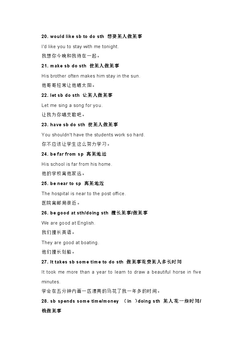 初中英语考试100个重点句型第3页