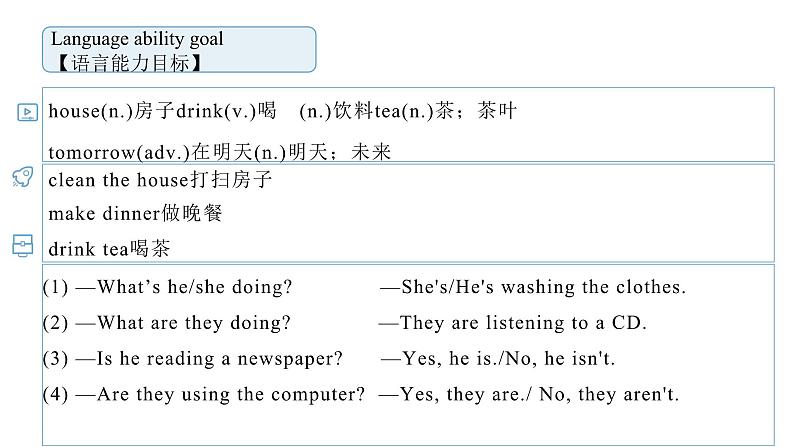 人教新目标英语七下Unit 6 I'm watching TV 第二课时 （Section A Grammar Focus -3c) 课件+教案+素材包03