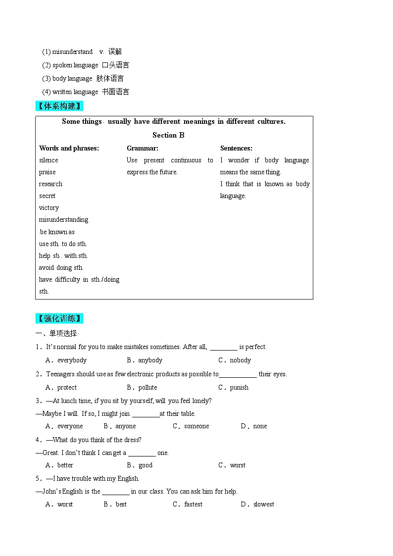 【同步练习】仁爱版 初中英语 九年级上册 Unit 3 Topic 2 Section B练习（含答案）03