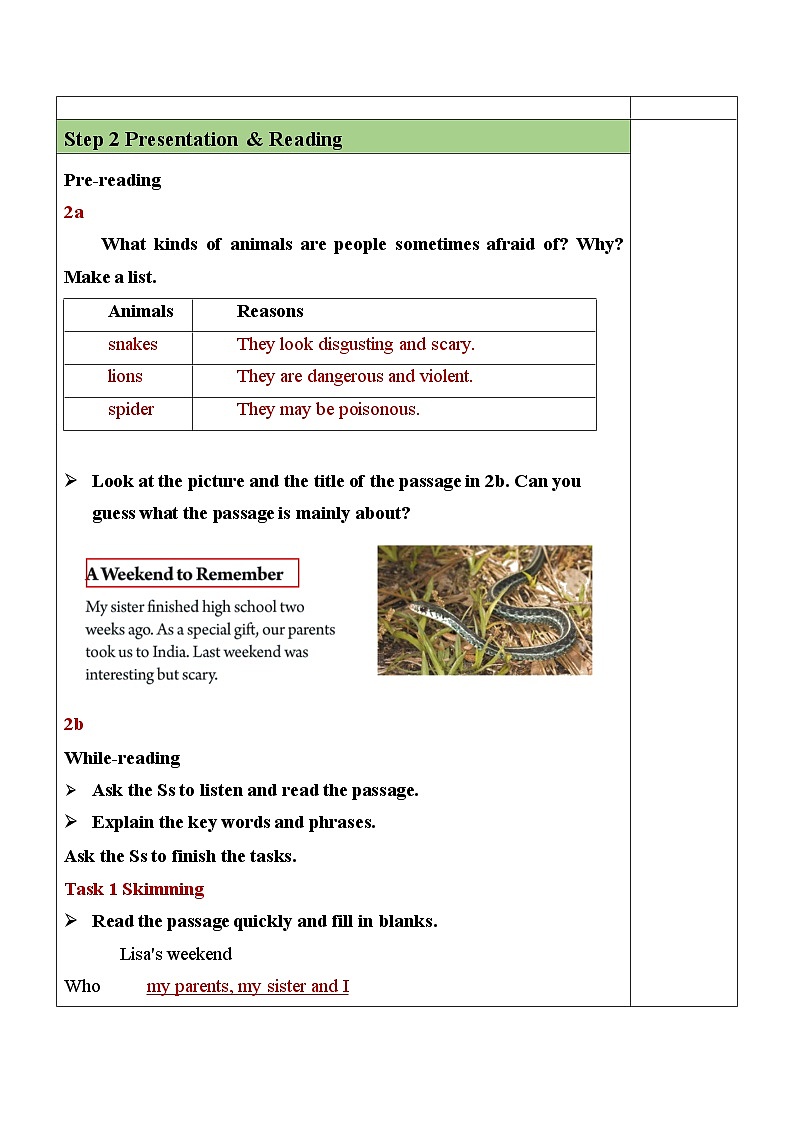Unit 12 Section B（2a-2c）表格式教案 人教版英语七年级下册02