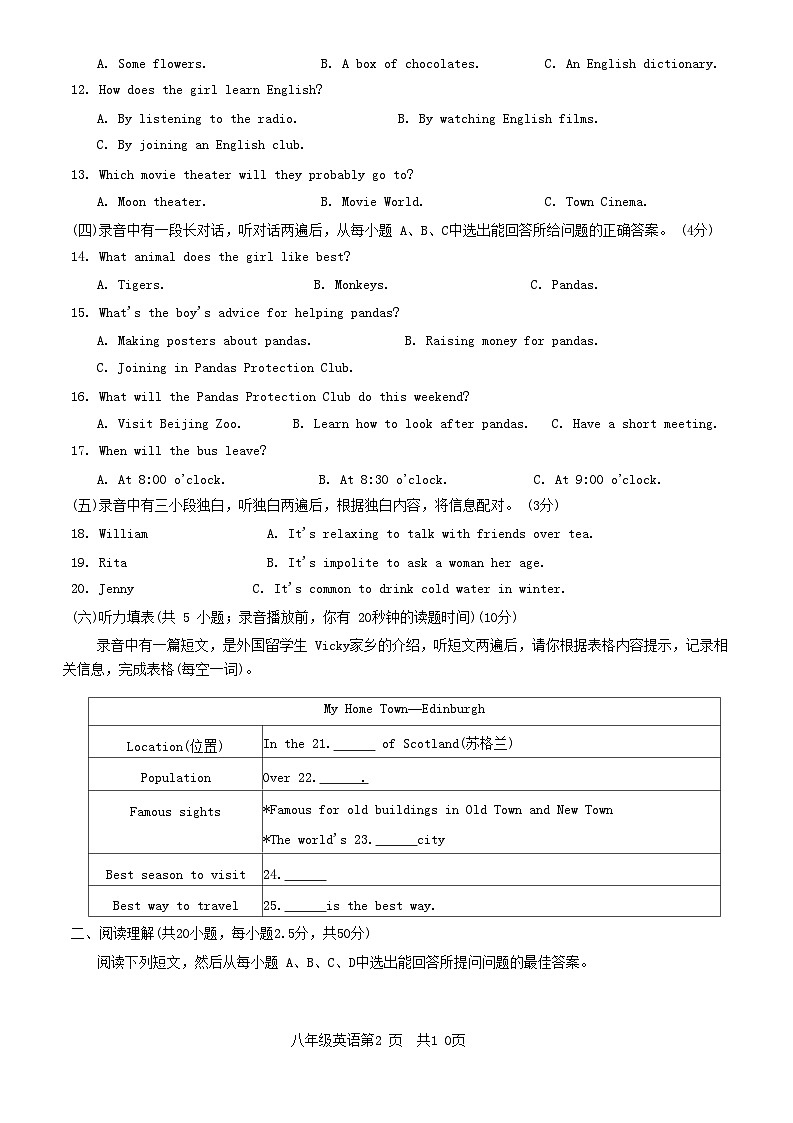 76，山东省禹城市市2023-2024学年八年级上学期1月期末英语试题第2页