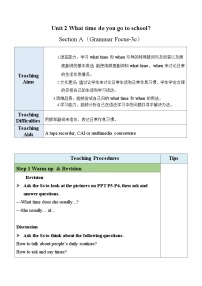 初中英语人教新目标 (Go for it) 版七年级下册Section A表格教案