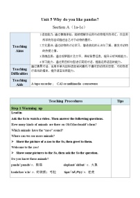 初中英语人教新目标 (Go for it) 版七年级下册Section A表格教案设计