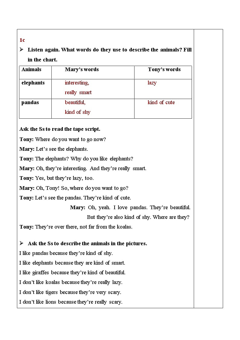 Unit 5 Section B（1a-1d）表格式教案 人教版英语七年级下册第3页