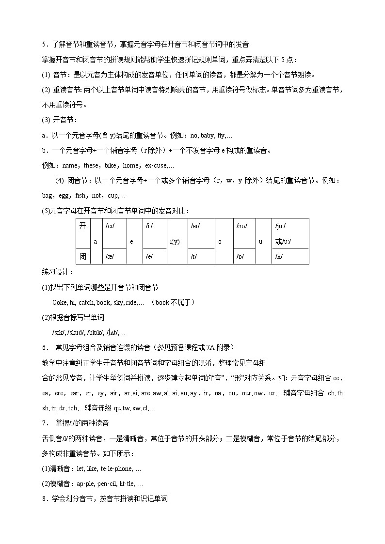 2023-2024学年译林版七年级英语上册音标专题  知识清单教案02