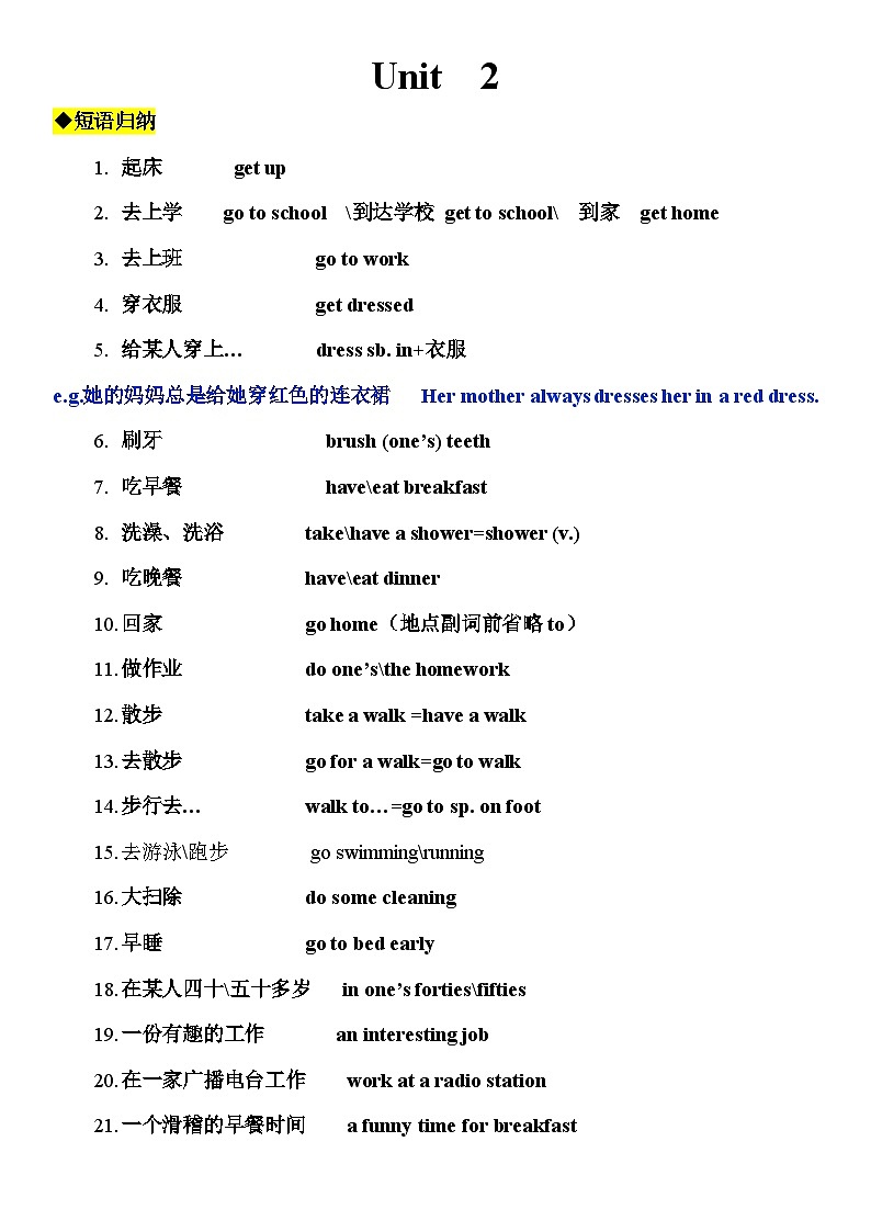 Unit 2 知识点归纳 人教版英语七年级下册01