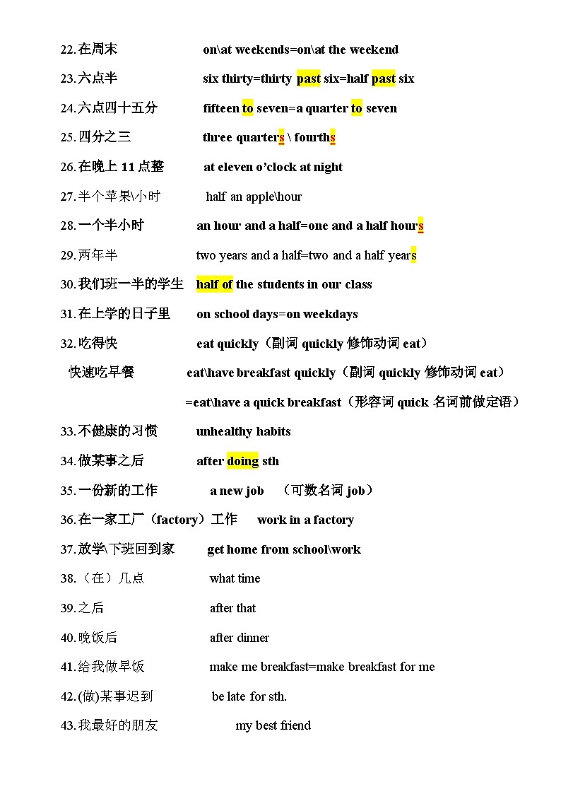 Unit 2 知识点归纳 人教版英语七年级下册02