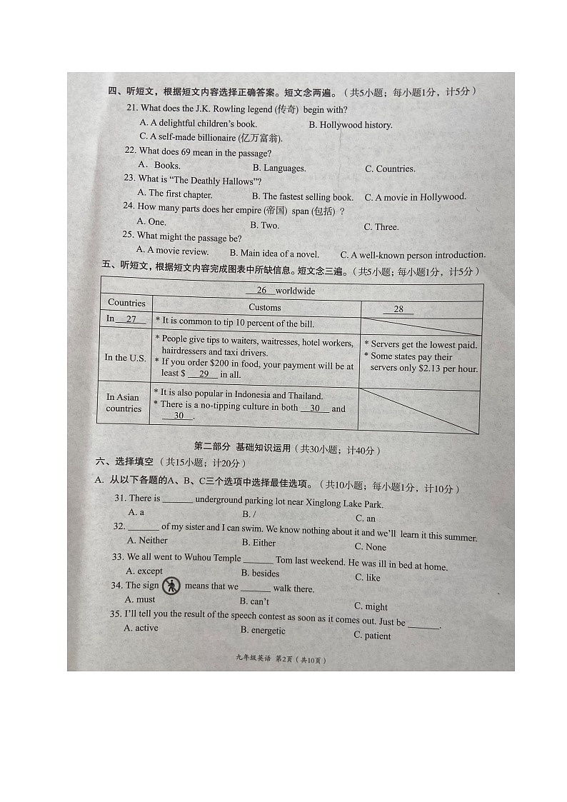 四川省成都市武侯区2023-2024学年九年级上学期期末考试英语试题（图片版，含答案）.docx四川省成都市武侯区2023-2024学年九年级上学期期第2页