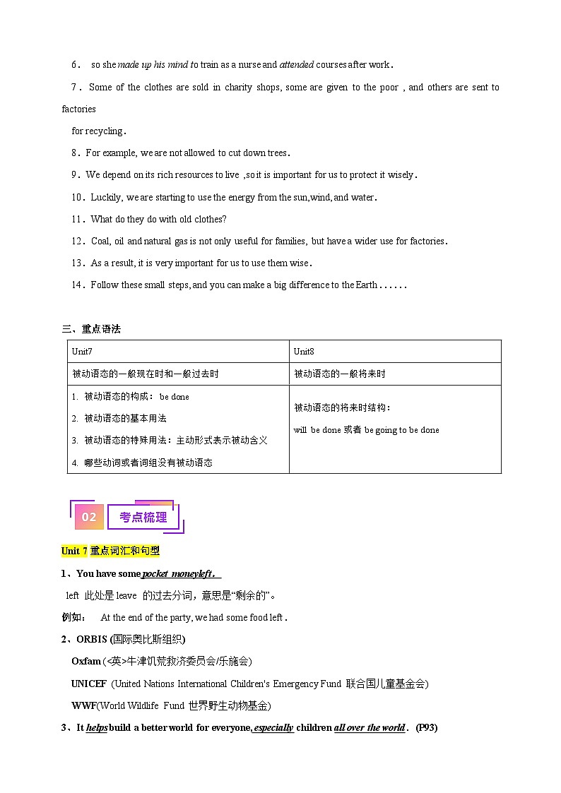 专题12 八下Units 7-8（知识梳理+常考易错点点归纳+强化提升练）-中考英语一轮复习考点帮（江苏专用）第2页