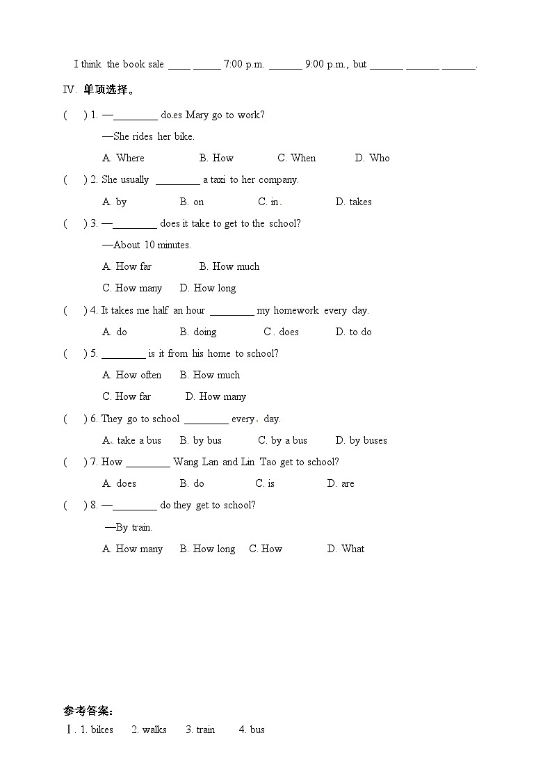 Unit3 How to get to school.SectionA(1a-2e)练习02