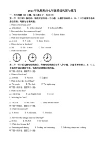 河南省南阳市内乡县2023-2024学年七年级上学期期末英语试题（原卷+解析）