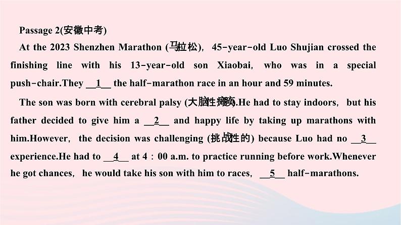 2024九年级英语全册专题复习二完形填空作业课件新版人教新目标版第5页