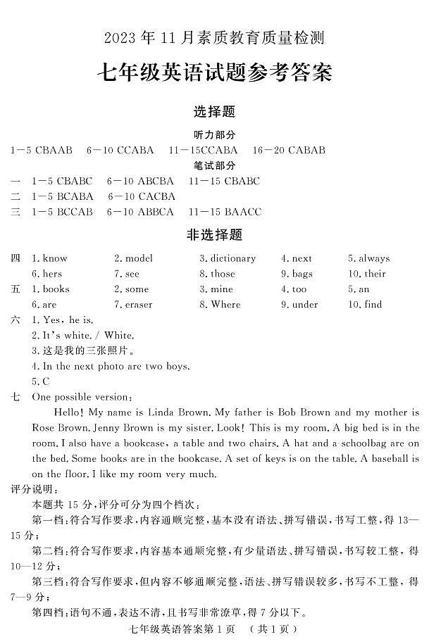 山东省菏泽市曹县2023-2024学年七年级上学期期中考试英语试题(1)01