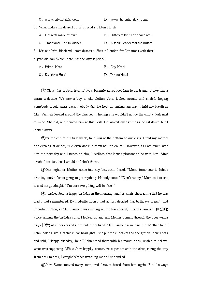 浙江省杭州市拱墅区2023-2024学年九年级上学期期末英语试题(含答案)第2页
