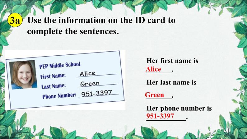 人教新目标版英语七年级上册 Unit1My name’s Gina.第五课时Section B (3a-Self Check)课件06