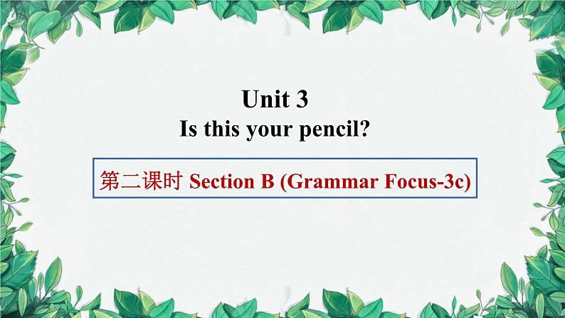 人教新目标版英语七年级上册 Unit 3 Is this your pencil第二课时Section B (GrammarFocus-3c)课件第1页