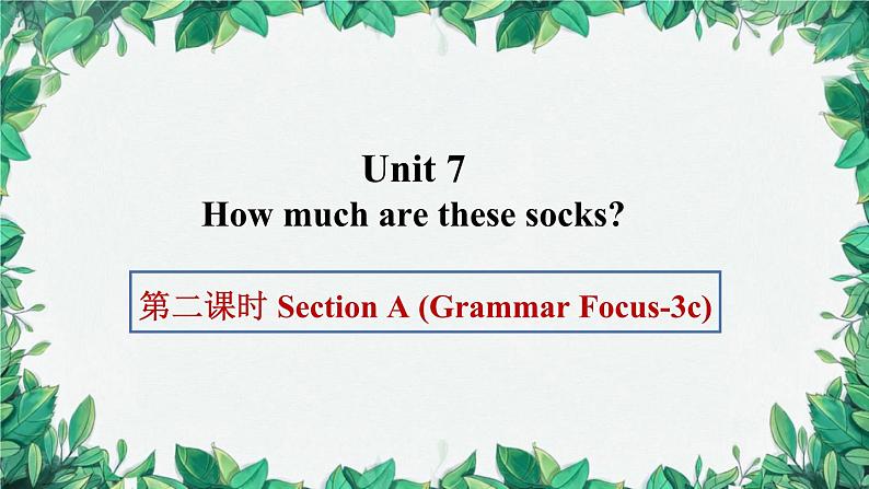 人教新目标版英语七年级上册 Unit 7 How much are these socks第二课时SectionA (Grammar Focus-3c)课件第1页