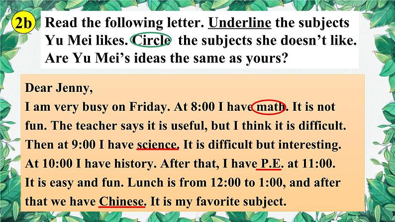 人教新目标版英语七年级上册 Unit 9 My favorite subject is science.第四课时Section B (2a-2c)课件第8页