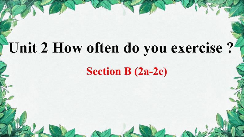 人教新目标(Go for it)版八年级上册Unit 2 How often do you exercise Section B (2a-2e)课件01