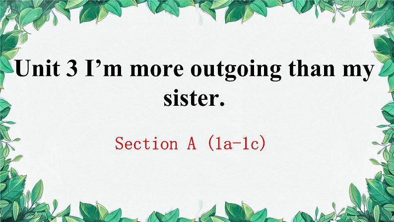 人教新目标(Go for it)版八年级上册Unit 3 I’m more outgoing than my sister.Section A (1a-1c)课件第1页