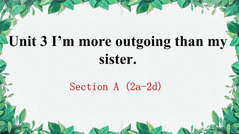 人教新目标(Go for it)版八年级上册Unit 3 I’m more outgoing than my sister.Section A (2a-2d)课件01