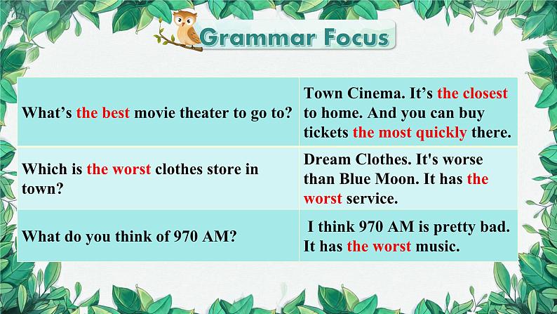 人教新目标(Go for it)版八年级上册Unit 4 What’s the best movie theater Section A (Grammar Focus-3c)课件08