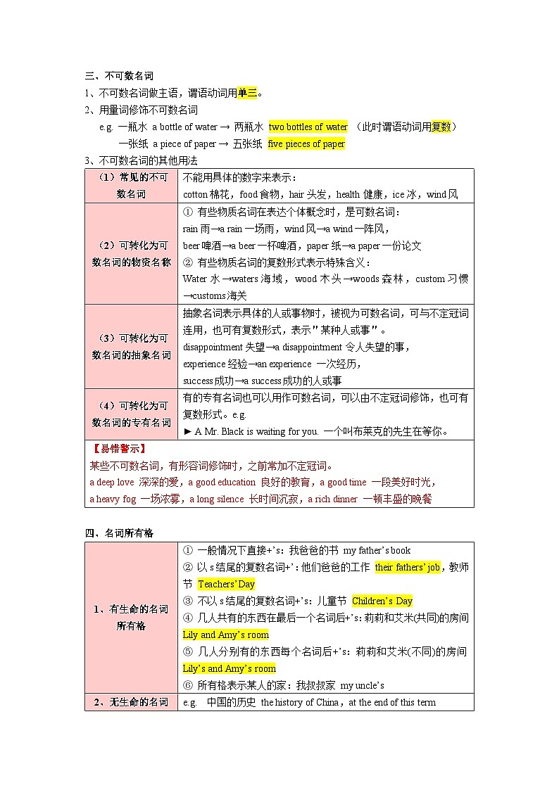 考点01-名词知识点总结+习题（含答案）第3页
