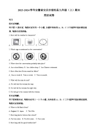 安徽省安庆市宿松县2023-2024学年九年级上学期期末英语试题（原卷版+解析版）