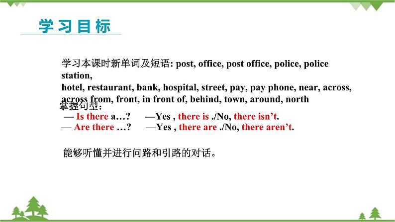 人教新目标版英语七年级下册 Unit 8 Is there a post office near here-Section A 1a-2d（第1课时）课件第2页