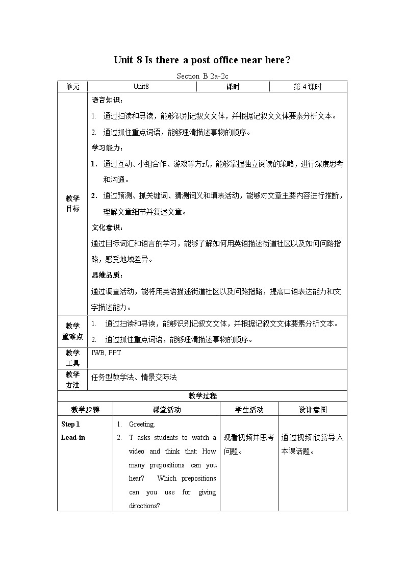 Unit 8 第4课时 (Section B 2a-2c) 课件+教案 人教版英语七下01
